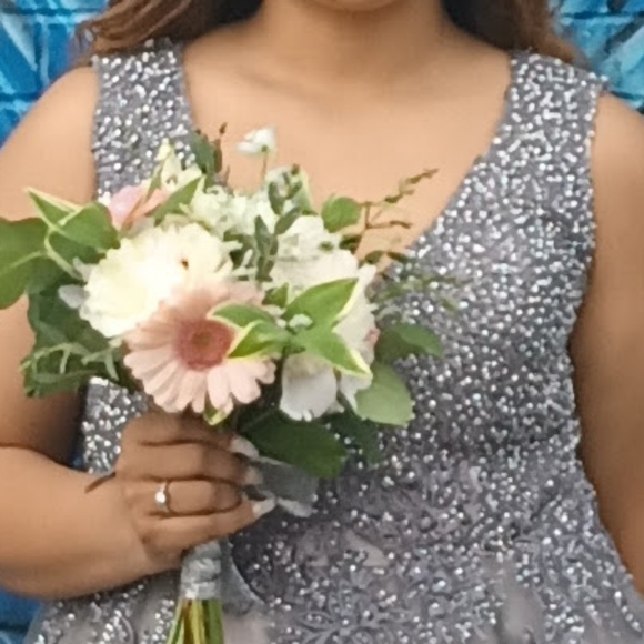 Elegant Gray and Lavender Embellished Gown - Picture 13 of 13